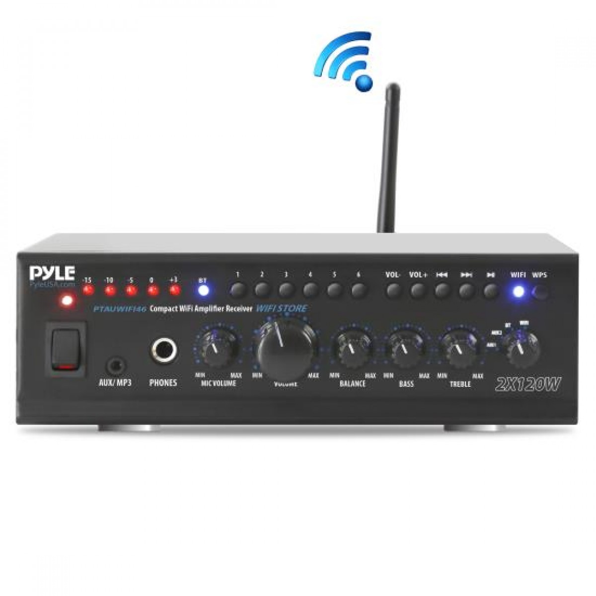 Pyle PTAUWIFI46 amplificador WiFi Compacto American Audio